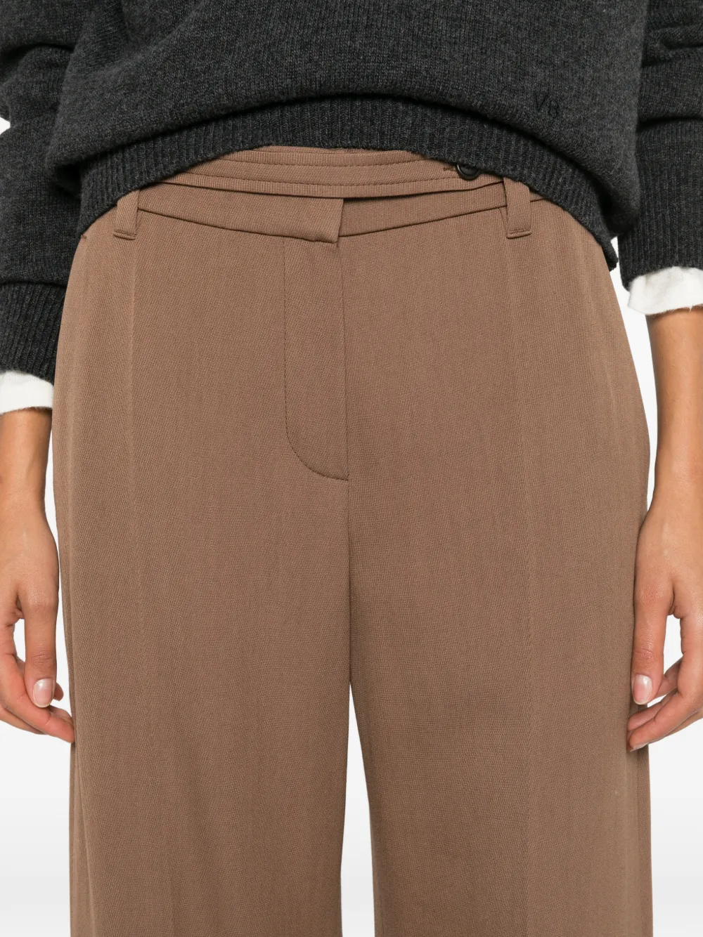 Brunello Cucinelli Broek met wijde pijpen en manchetten Bruin