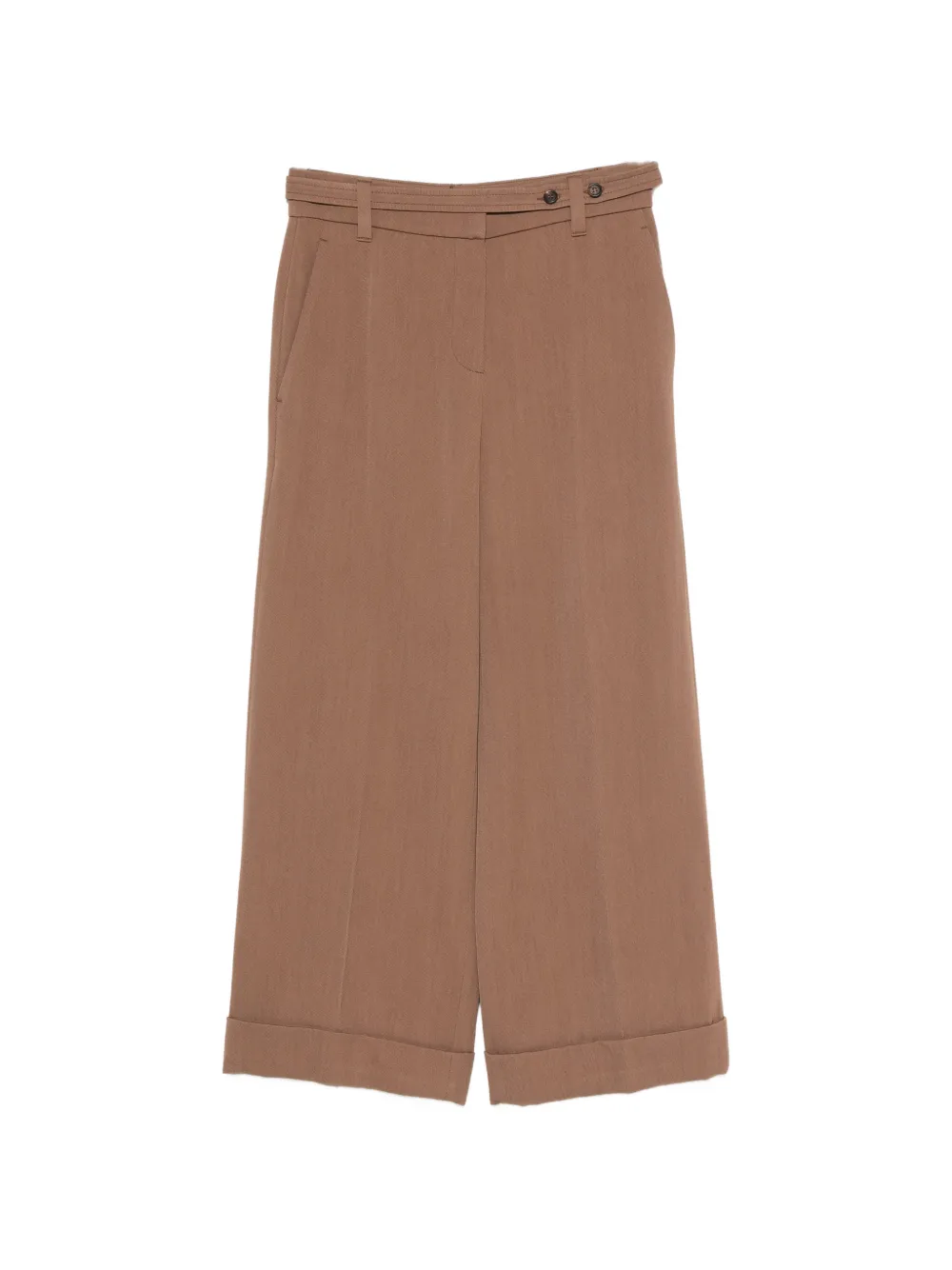 Brunello Cucinelli cuffed wide-leg wool trousers - Marrone