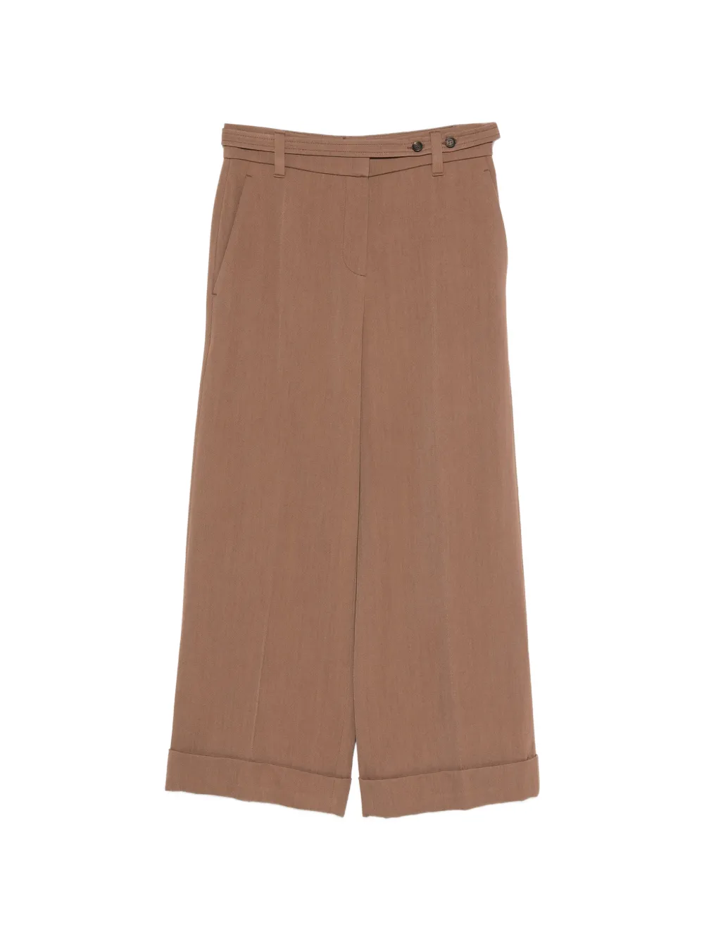 Brunello Cucinelli cuffed wide-leg wool trousers - Marrone