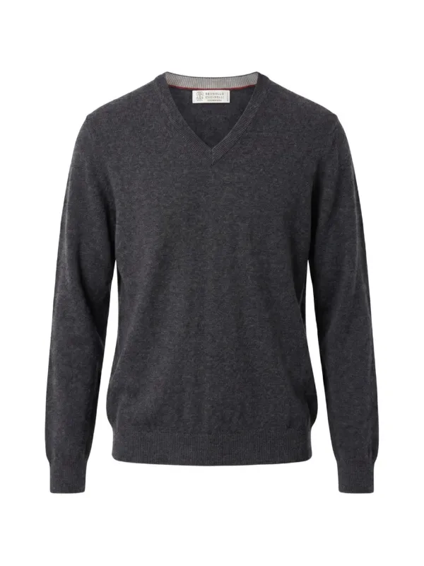 BRUNELLO CUCINELLI カシミヤ Vネック ニット グレー Brunello Cucinelli Vネック セーター | グレー | FARFETCH JP