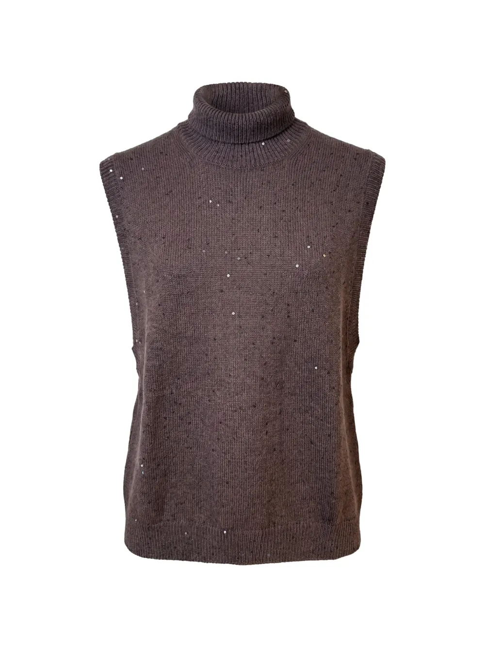 Brunello Cucinelli sequin-embellished roll-neck sweater - Brown