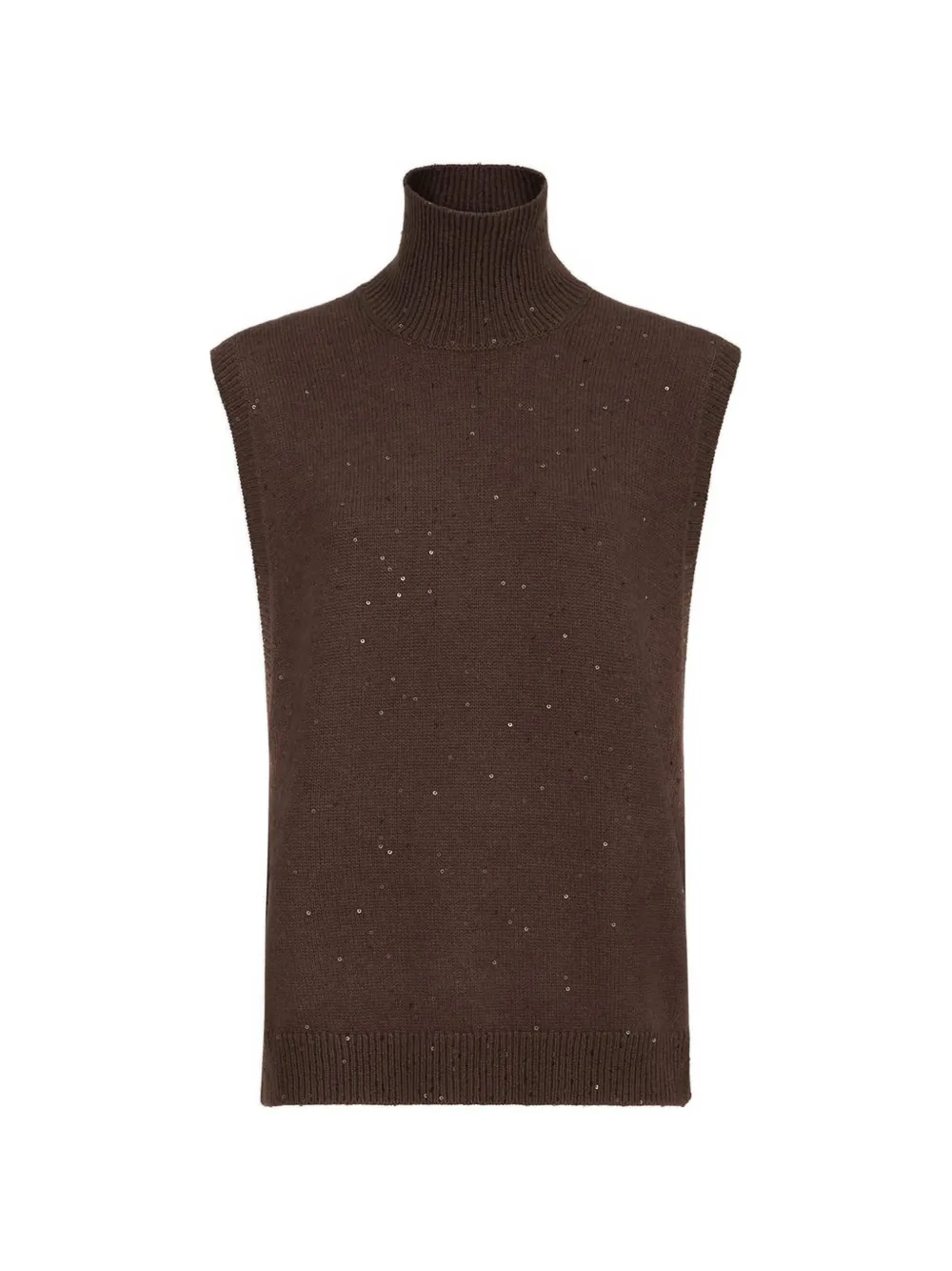 Brunello Cucinelli sequin-embellished roll-neck sweater - Braun