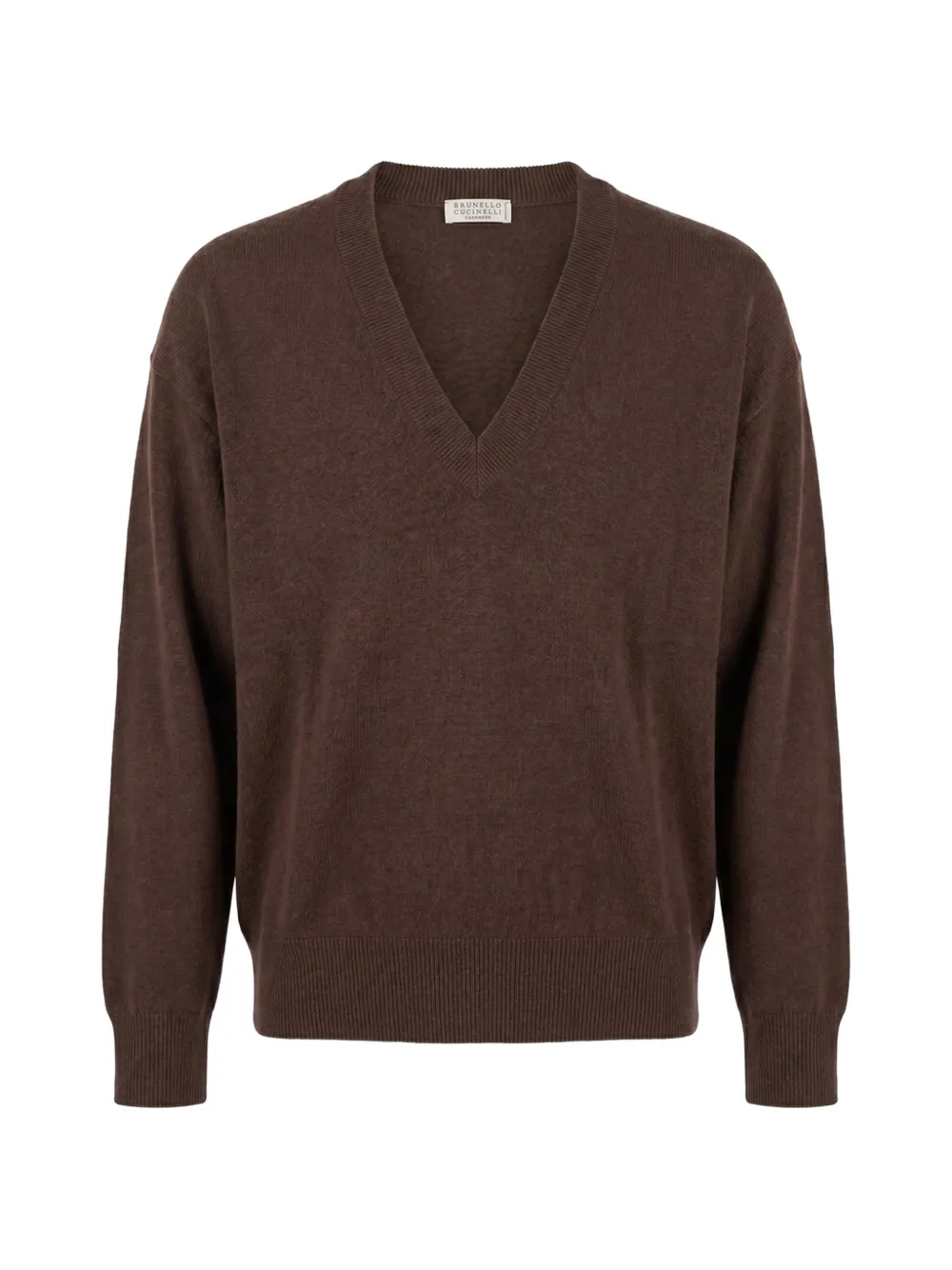 Brunello Cucinelli V-neck Cashmere Sweater In Brown