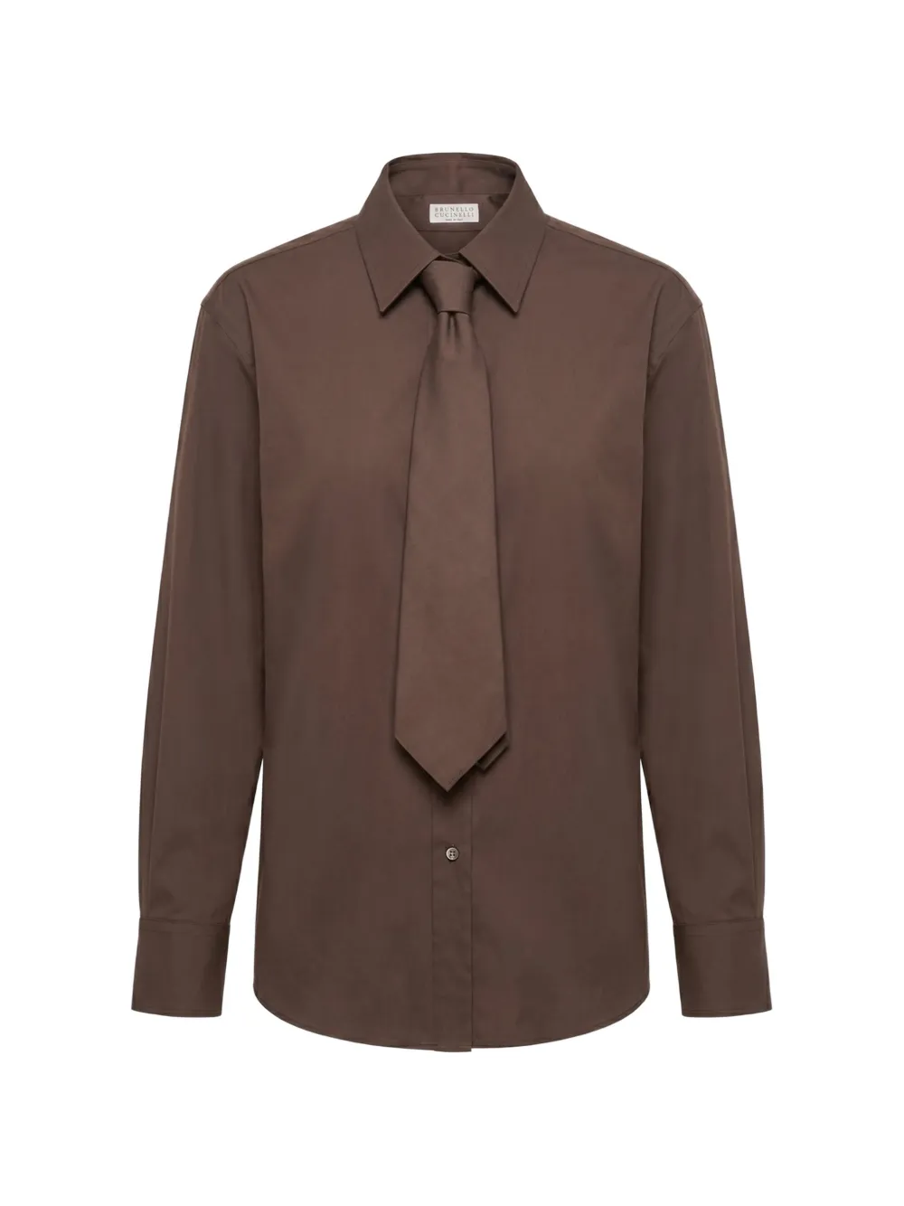 Brunello Cucinelli tie-detail cotton shirt - Braun