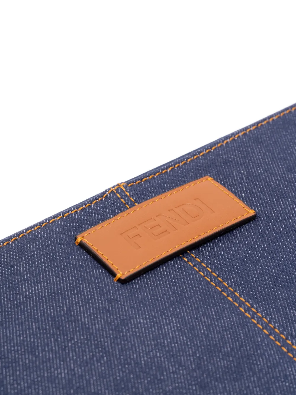 Fendi Medium Logo-patch Pouch In Blue