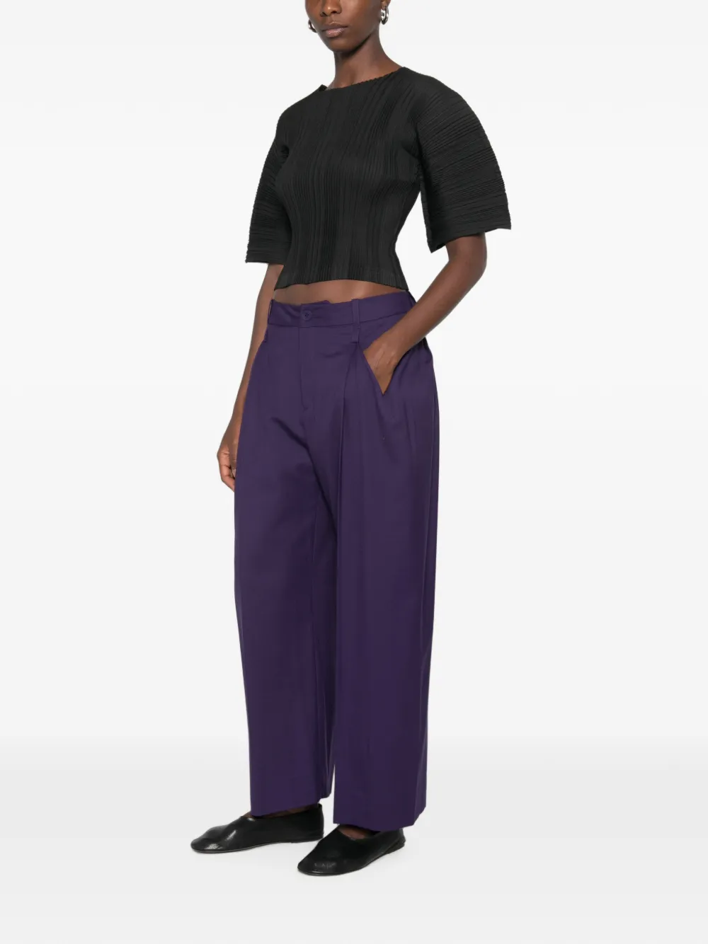Issey Miyake Geplooide top Paars