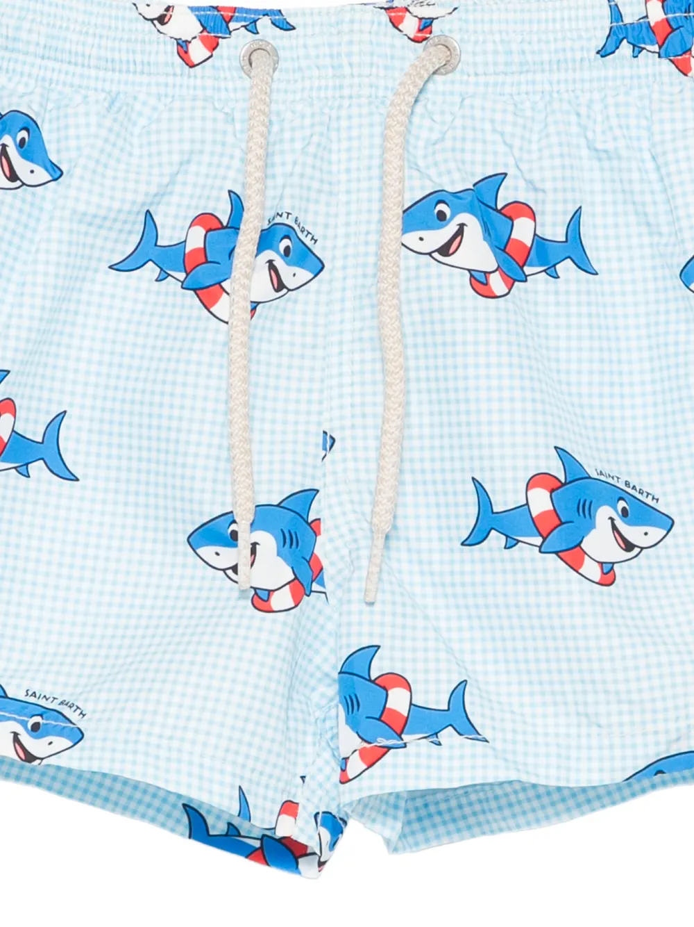 MC2 Saint Barth Kids Zwembroek met haaien-print en gingham-ruit Blauw