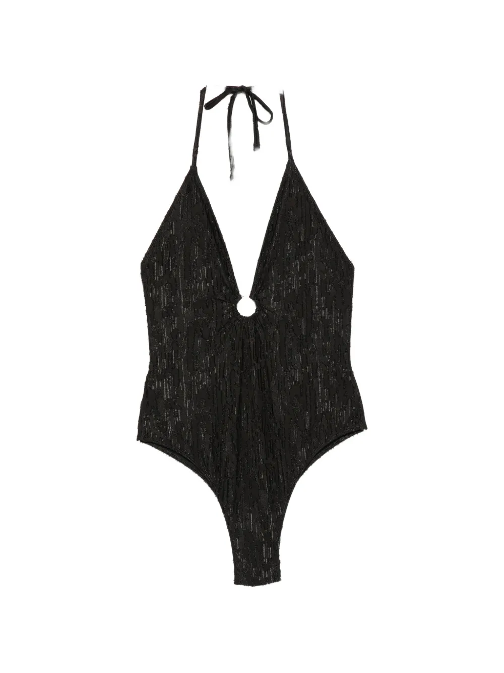 COTAZUR halterneck textured-finish swimsuit - Schwarz