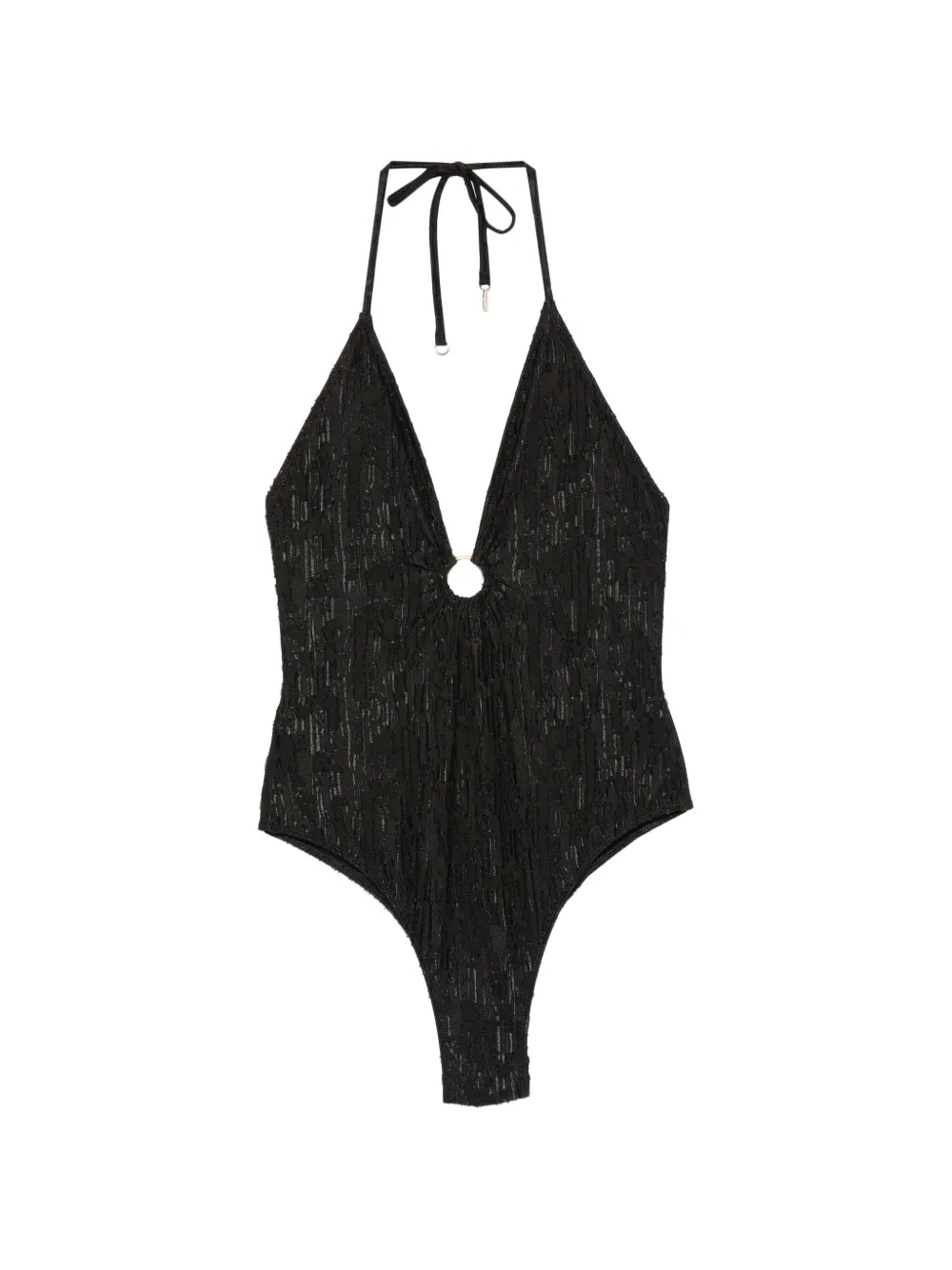 COTAZUR halterneck textured-finish swimsuit - Schwarz