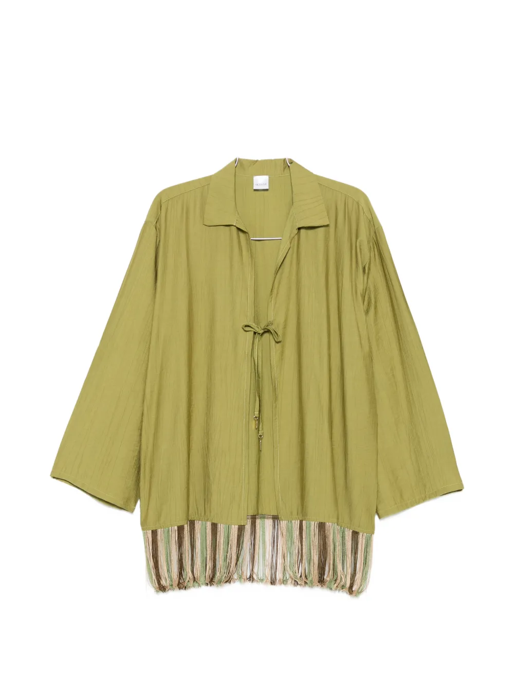 COTAZUR fringe-trim front-tie shirt - Grün