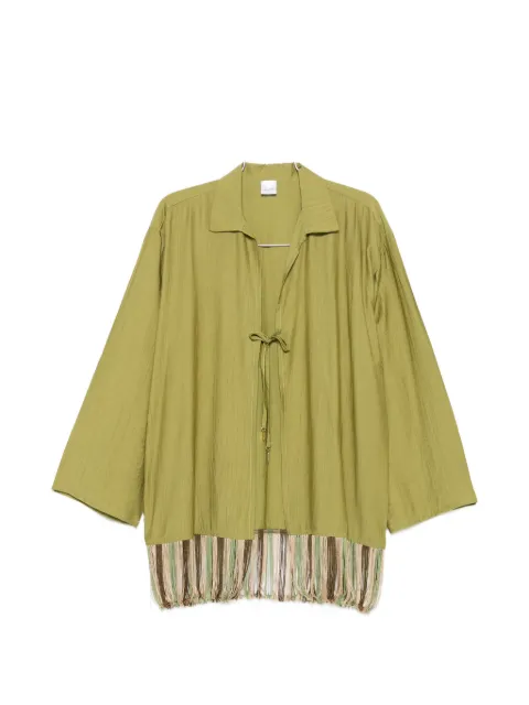 COTAZUR fringe-trim front-tie shirt
