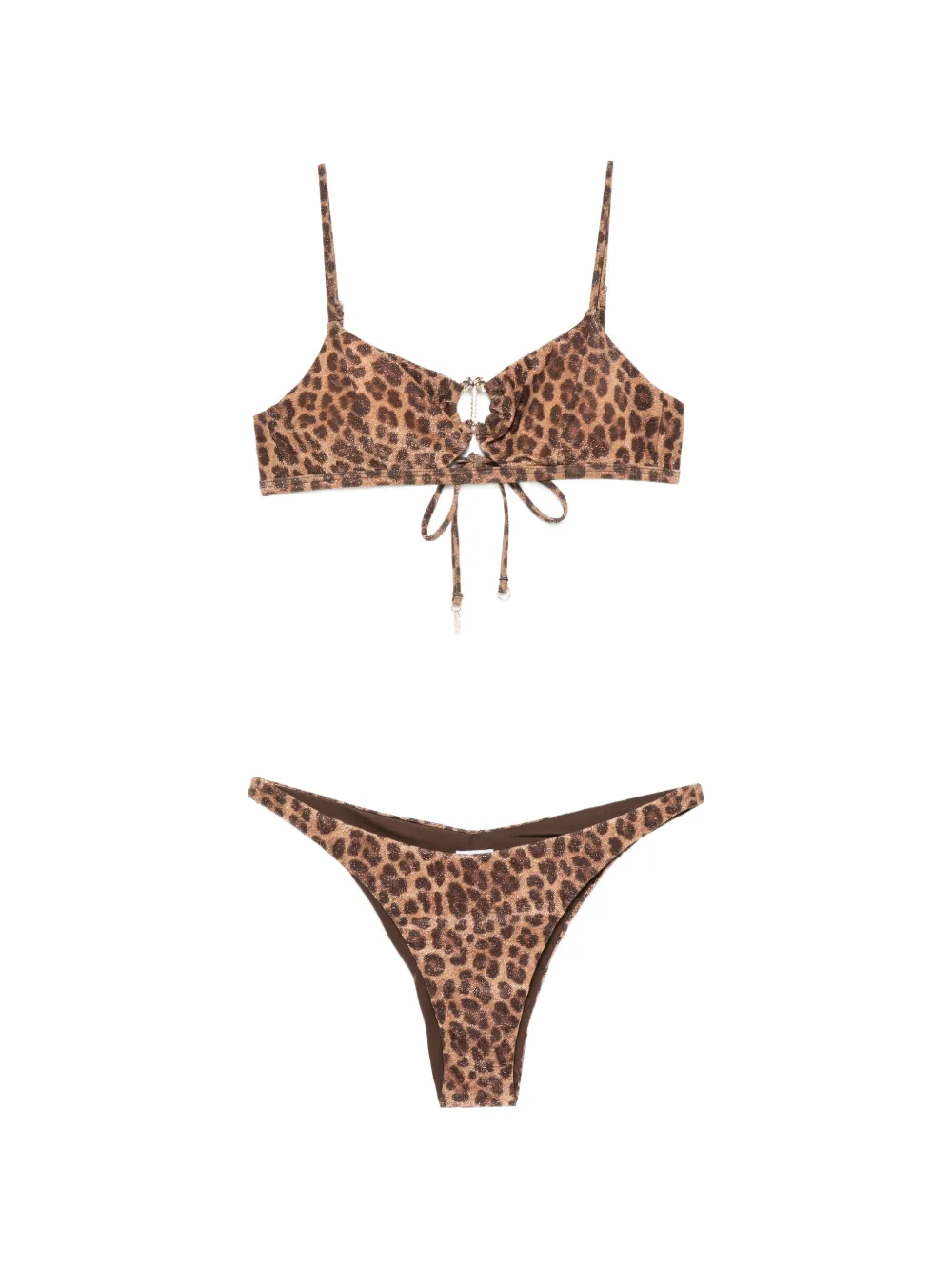 COTAZUR leopard-print glitter-effect bikini - Nude