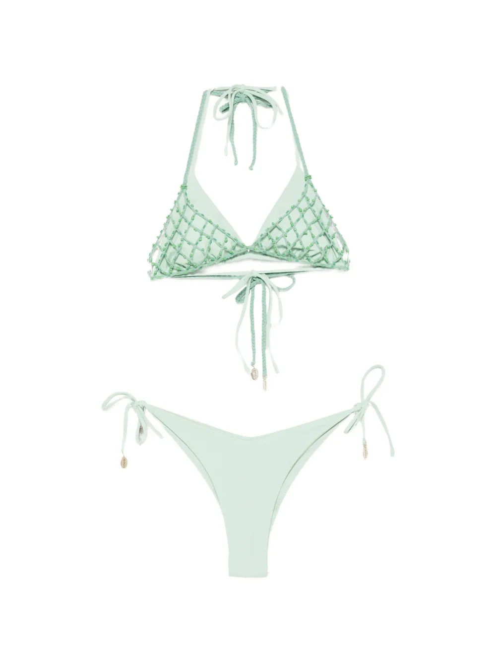 COTAZUR bead-embellished crochet bikini - Verde
