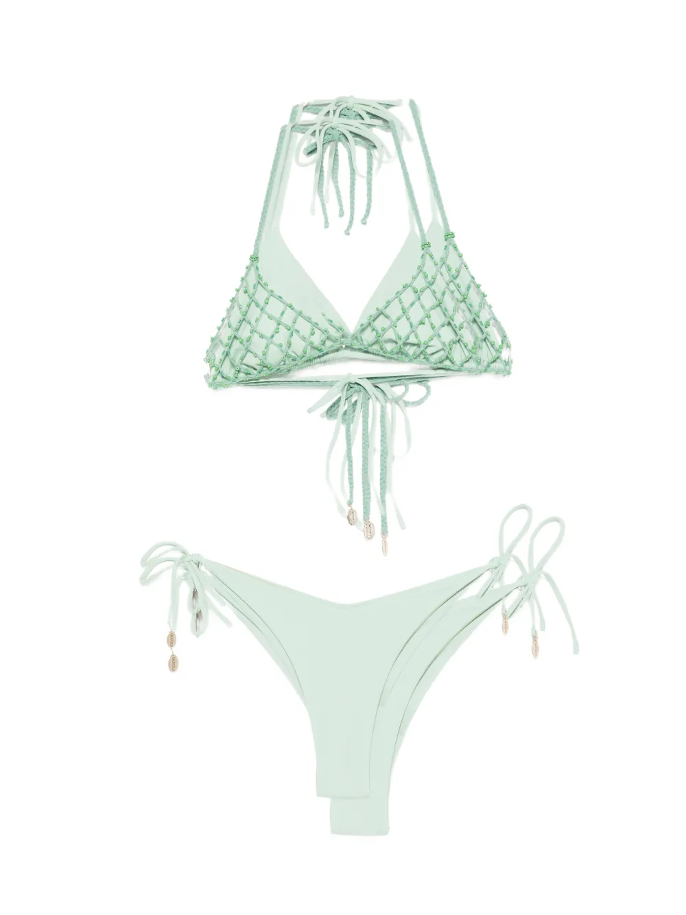 COTAZUR bead-embellished crochet bikini - Verde