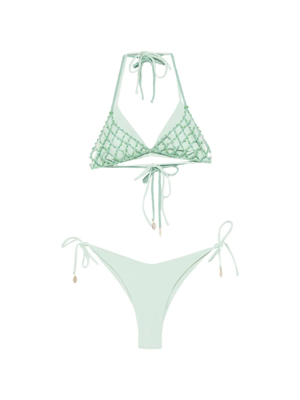 COTAZUR bead-embellished crochet bikini - Grün