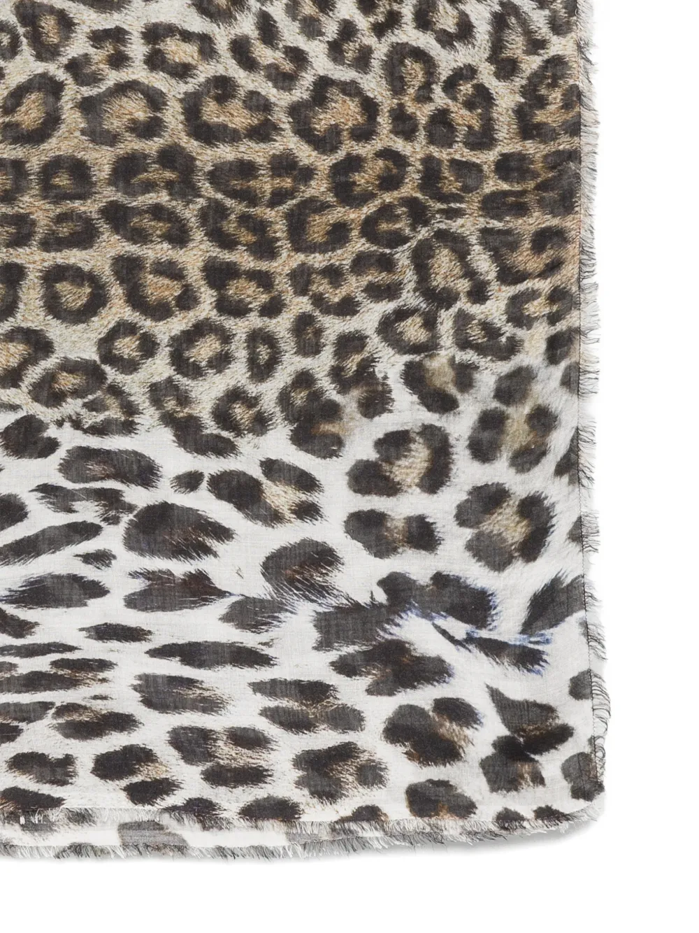 Faliero Sarti Maculata sjaal met luipaardprint en franje Beige