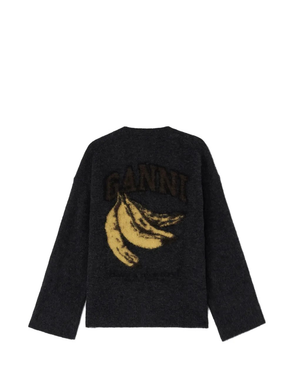 GANNI Vest met V-hals en banaan-intarsia Grijs