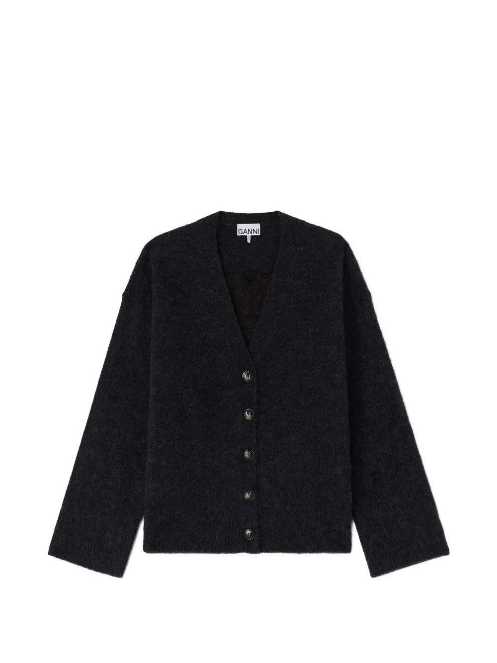 GANNI banana-intarsia V-neck cardigan - Grau