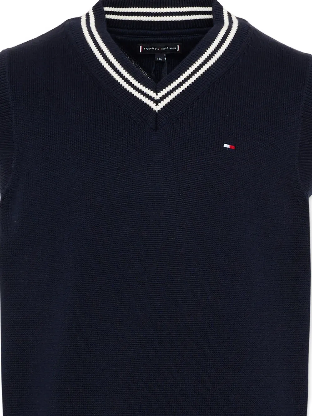 Tommy Hilfiger Junior Top met V-hals en gestreepte afwerking Zwart
