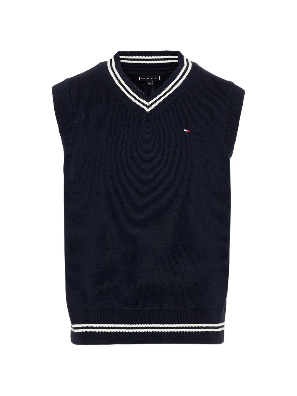 Tommy Hilfiger Junior v-neck stripe-trim knit vest - Schwarz