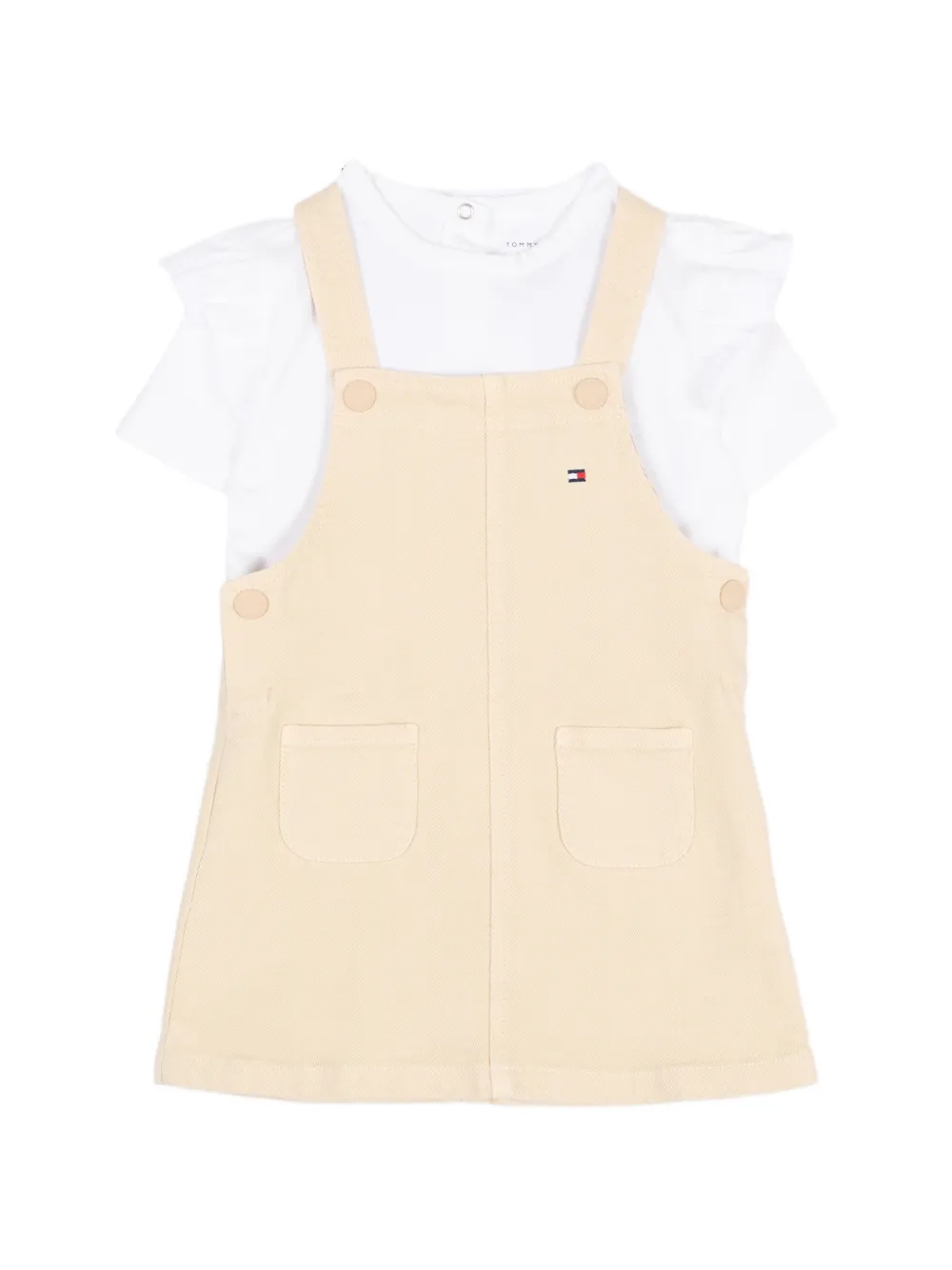 Tommy Hilfiger Junior ruffle-trim pinafore overalls - Gelb