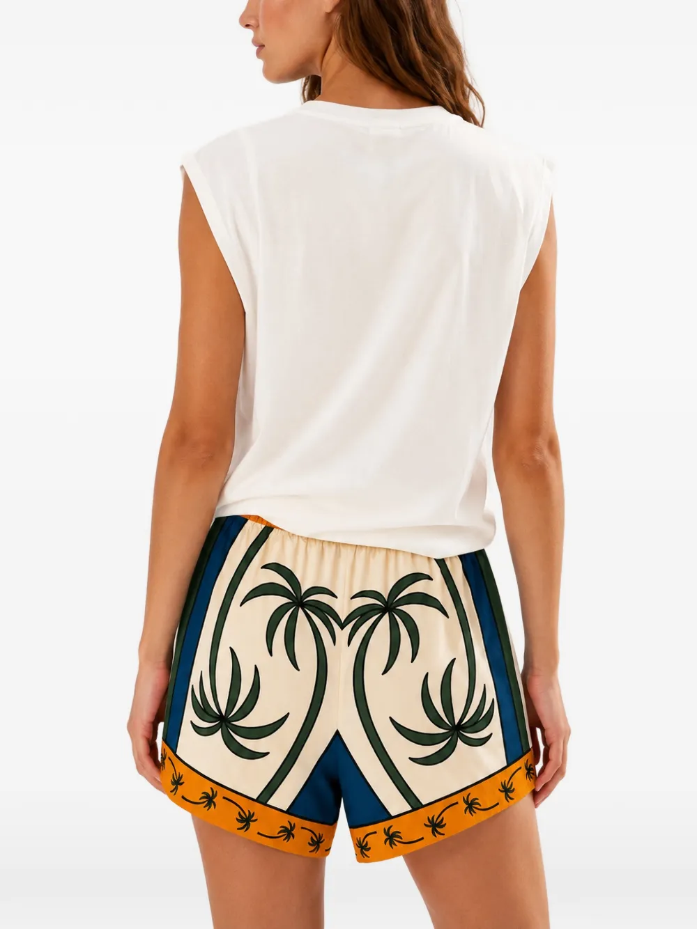 FARM Rio Shorts met trekkoord en tropische print Beige