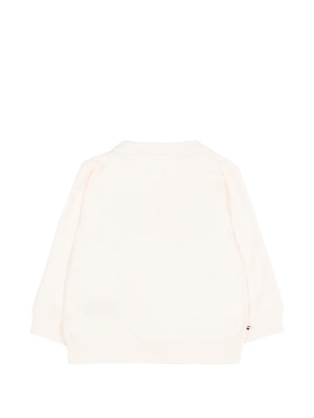 Tommy Hilfiger Junior Trui met geborduurd logo en knoop op de schouder Beige