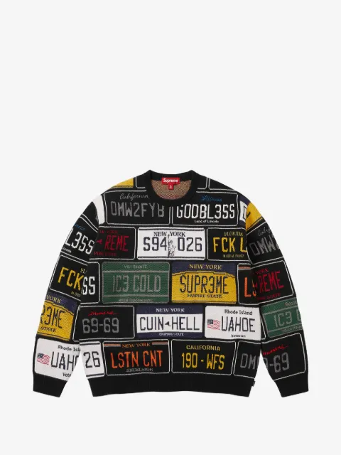 Supreme license-plate-print sweater