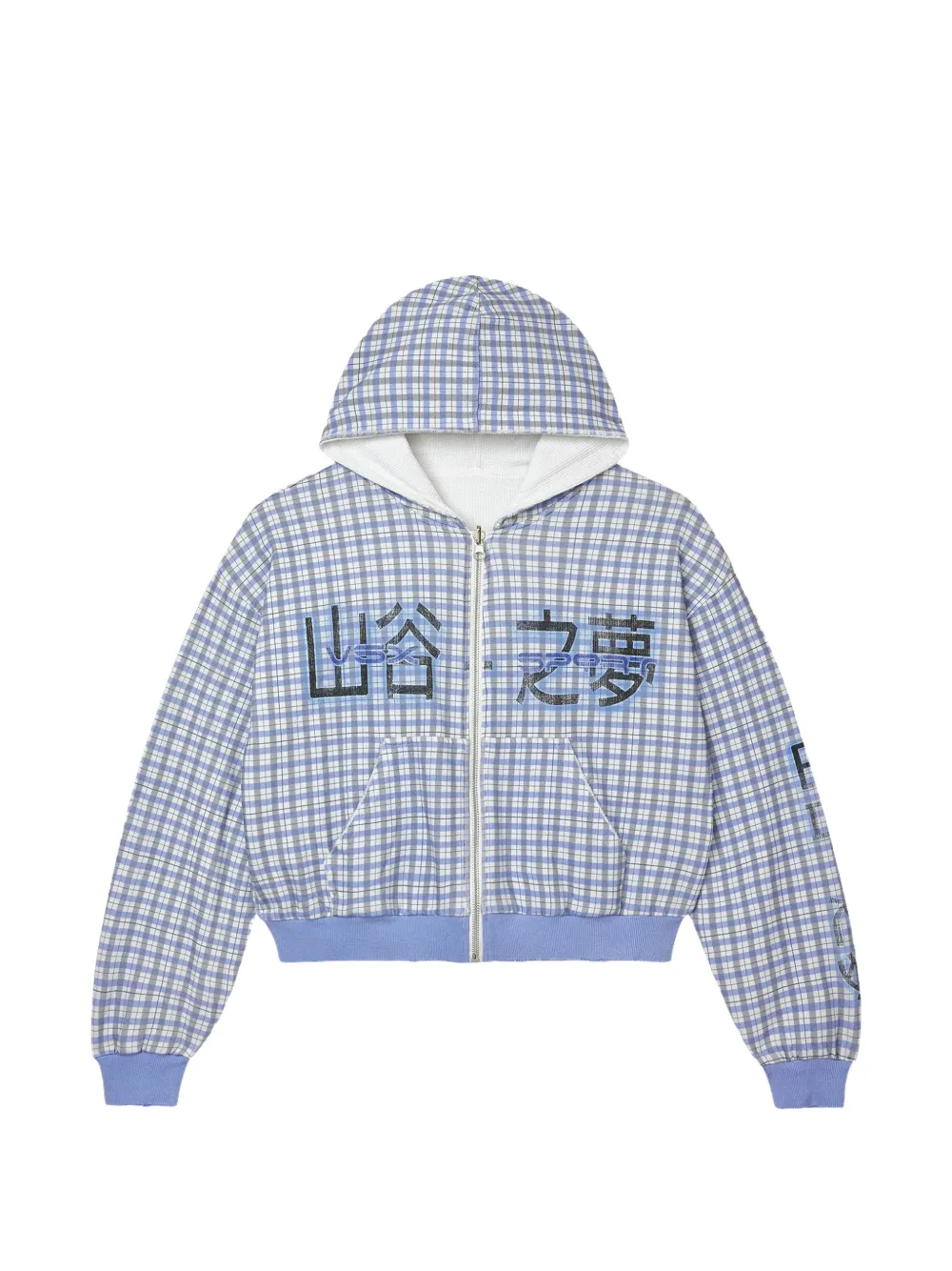 Vale Check-print Zip-up Hoodie In Blue