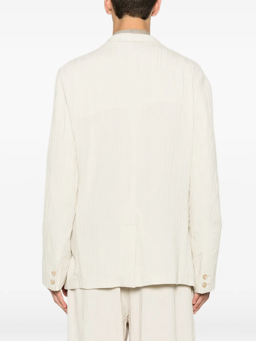 Emporio Armani Blazer met gekreukte afwerking en knopen Beige