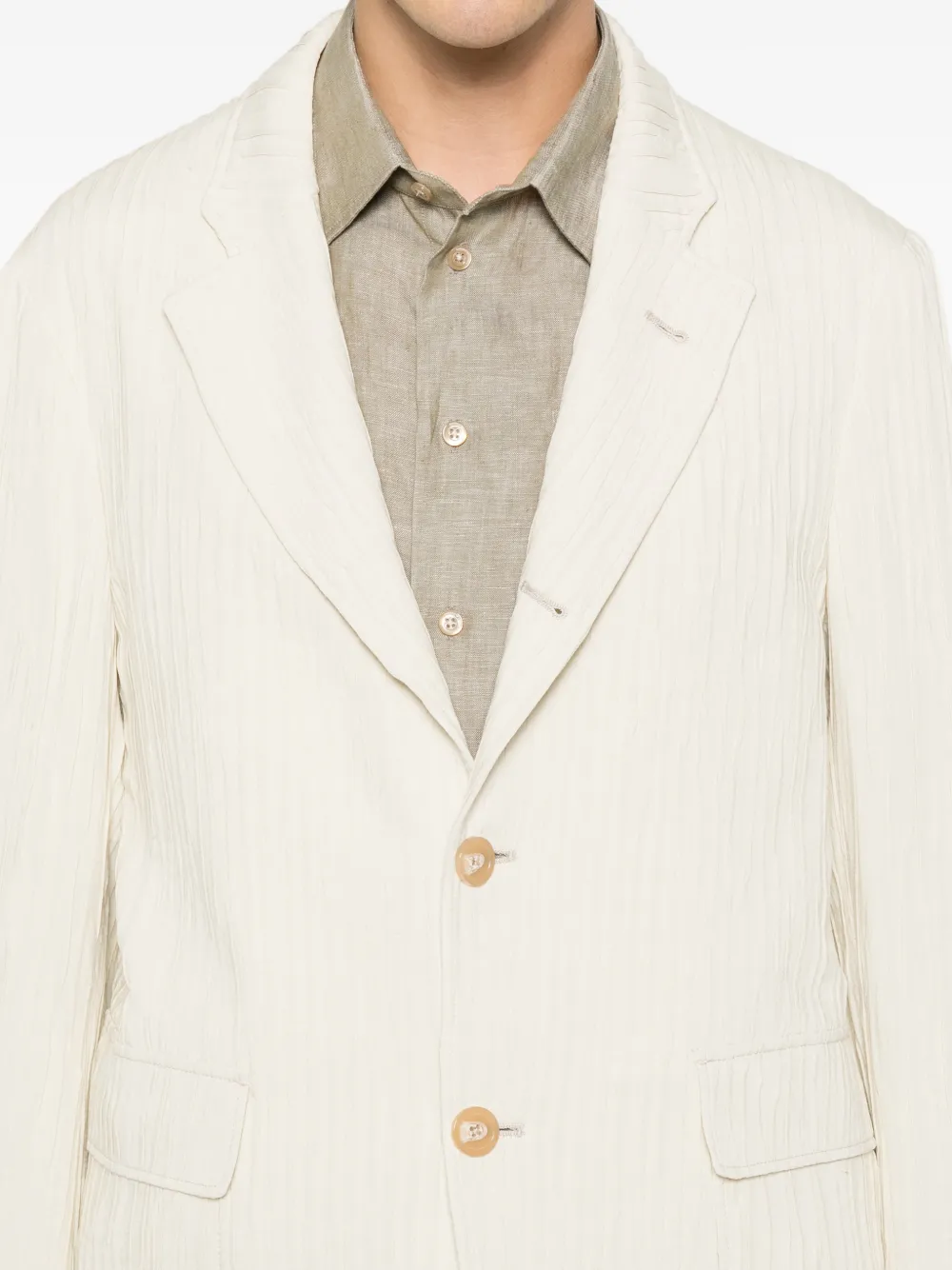 Emporio Armani Blazer met gekreukte afwerking en knopen Beige