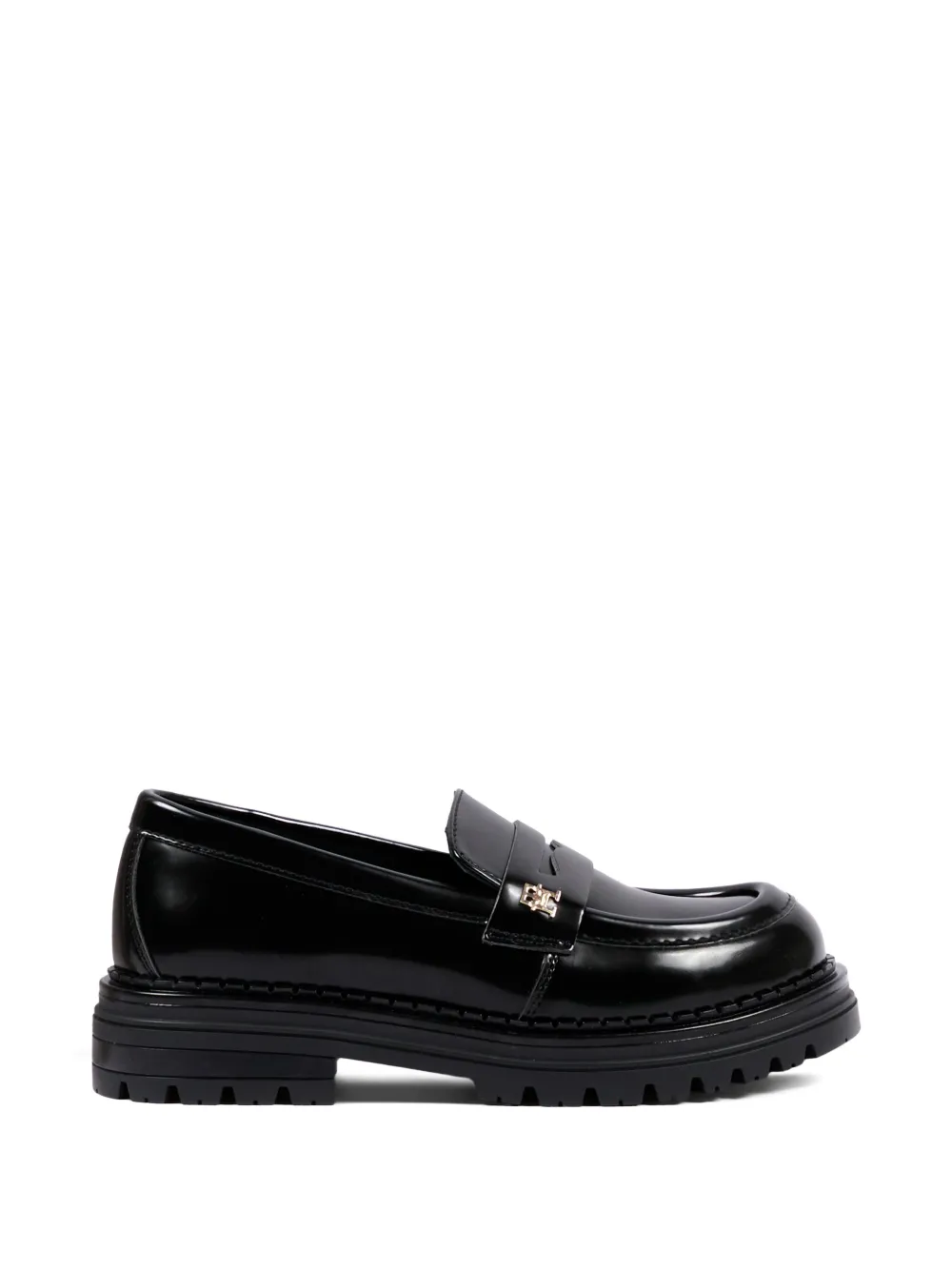 Tommy Hilfiger Junior logo-plaque chunky-sole loafers Zwart