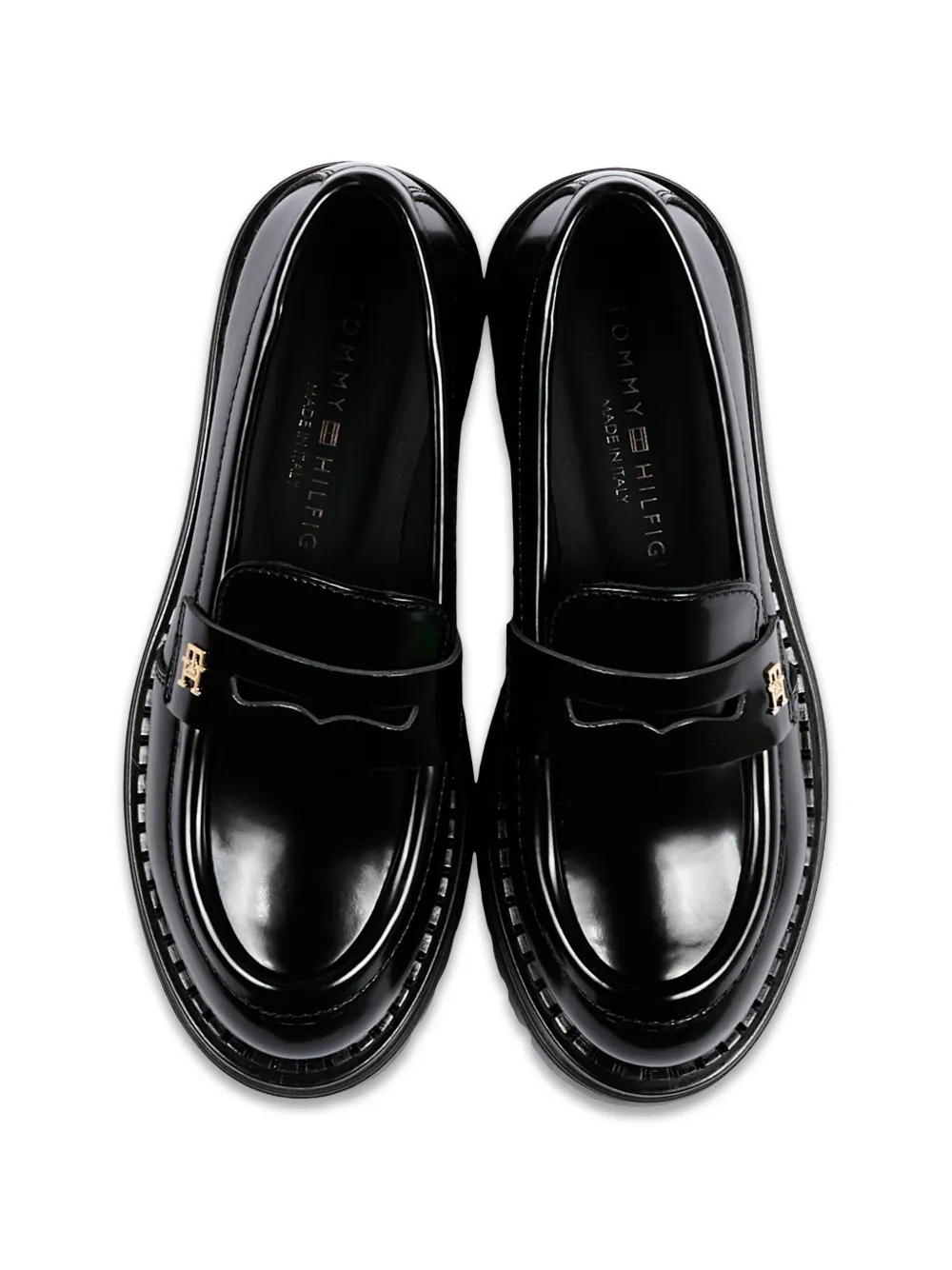 Tommy Hilfiger Junior logo-plaque chunky-sole loafers Zwart