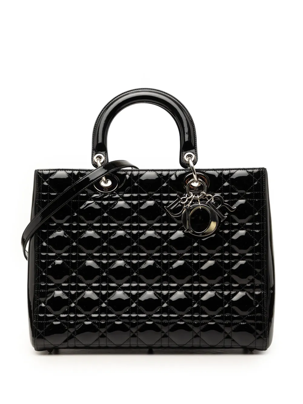 Christian Dior Pre-Owned 2012 Large Patent Cannage Lady Dior satchel - Schwarz