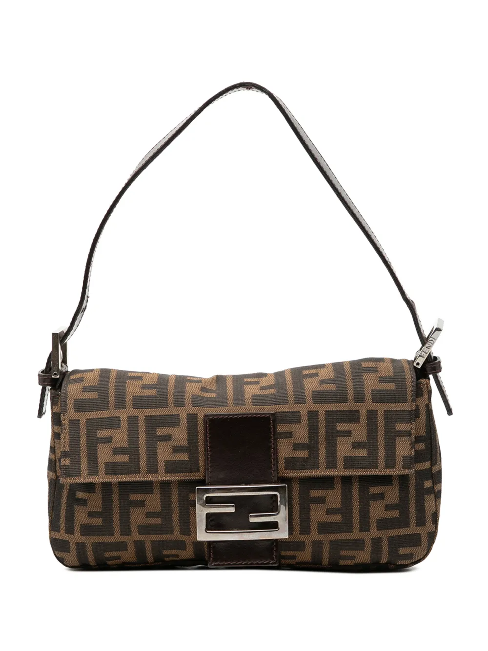 Pre-owned Fendi 20th Century Zucca Canvas Baguette Shoulder Bag In Brown