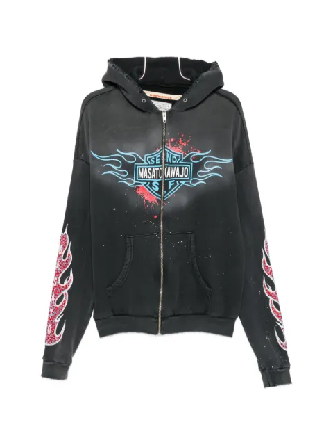 SECND SLF  Masato Kawajo Firestorm zip-up cotton hoodie