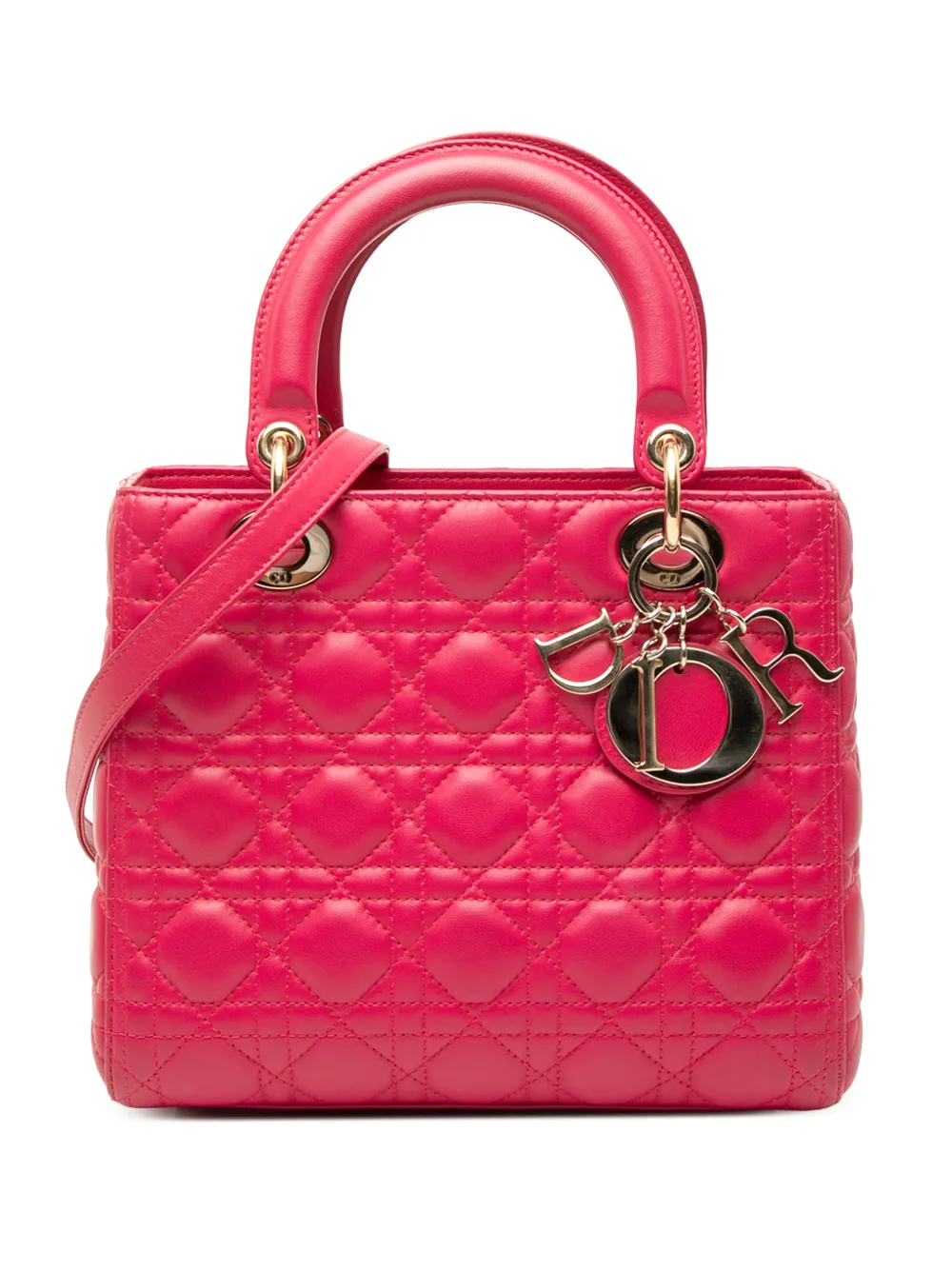 Christian Dior Pre-Owned 2012 Medium Lambskin Cannage Lady Dior satchel - Pink