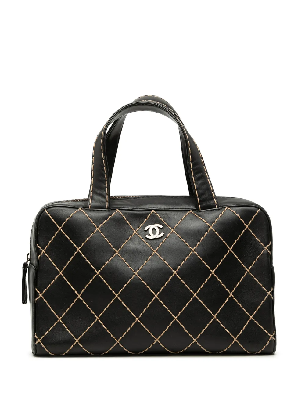 CHANEL Pre-Owned 2000-2002 CC Lambskin Wild Stitch handbag - Black