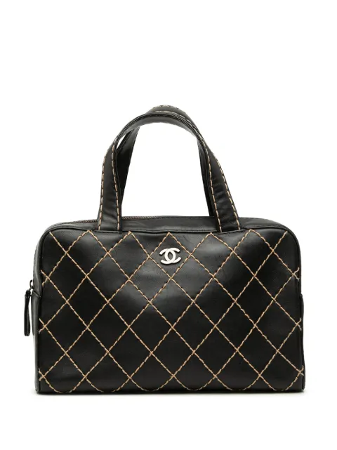 CHANEL Pre-Owned CC Wild 缝线小羊皮手提包(2000-2002年典藏款)