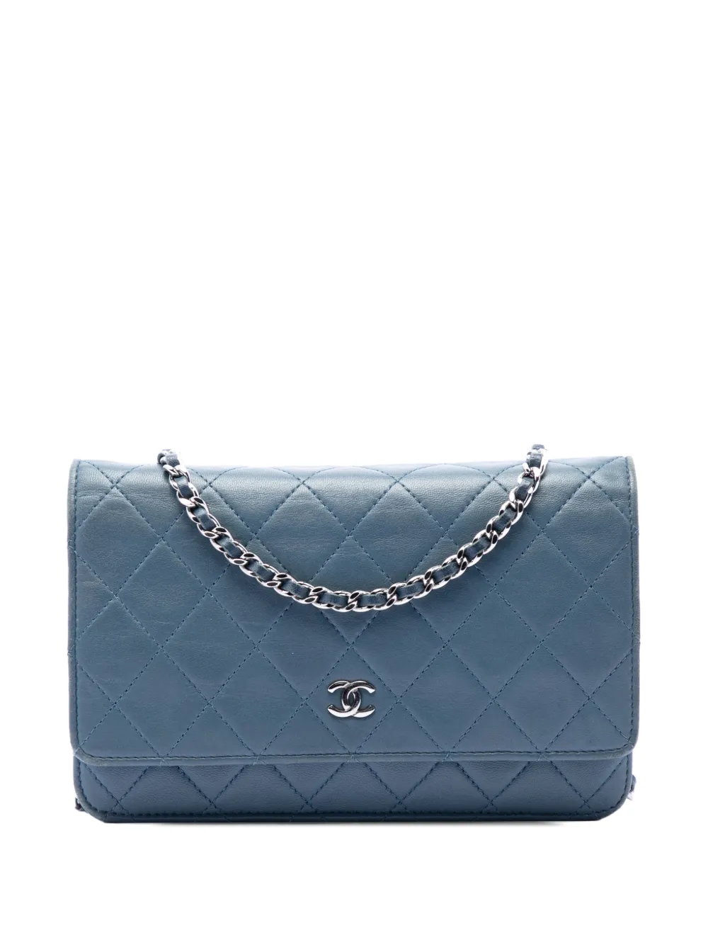 CHANEL Pre-Owned 2012-2013 CC Quilted Lambskin Wallet On Chain crossbody bag - Blu