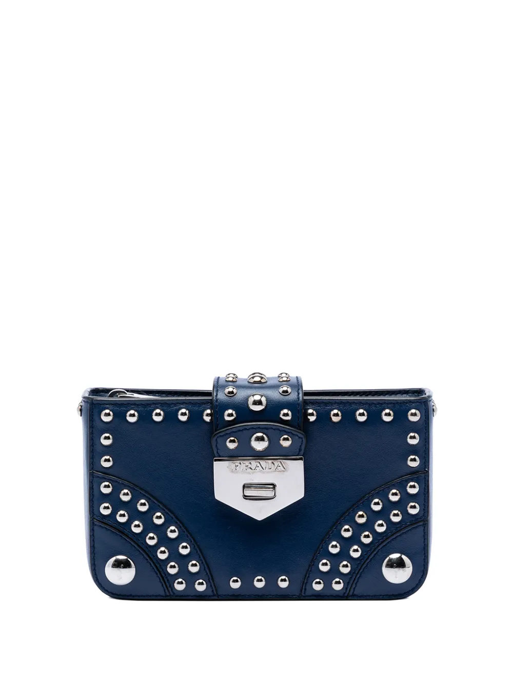 Prada Pre-Owned 2013-2026 City Calfskin Studded Elektra Turn Lock clutch bag - Blu