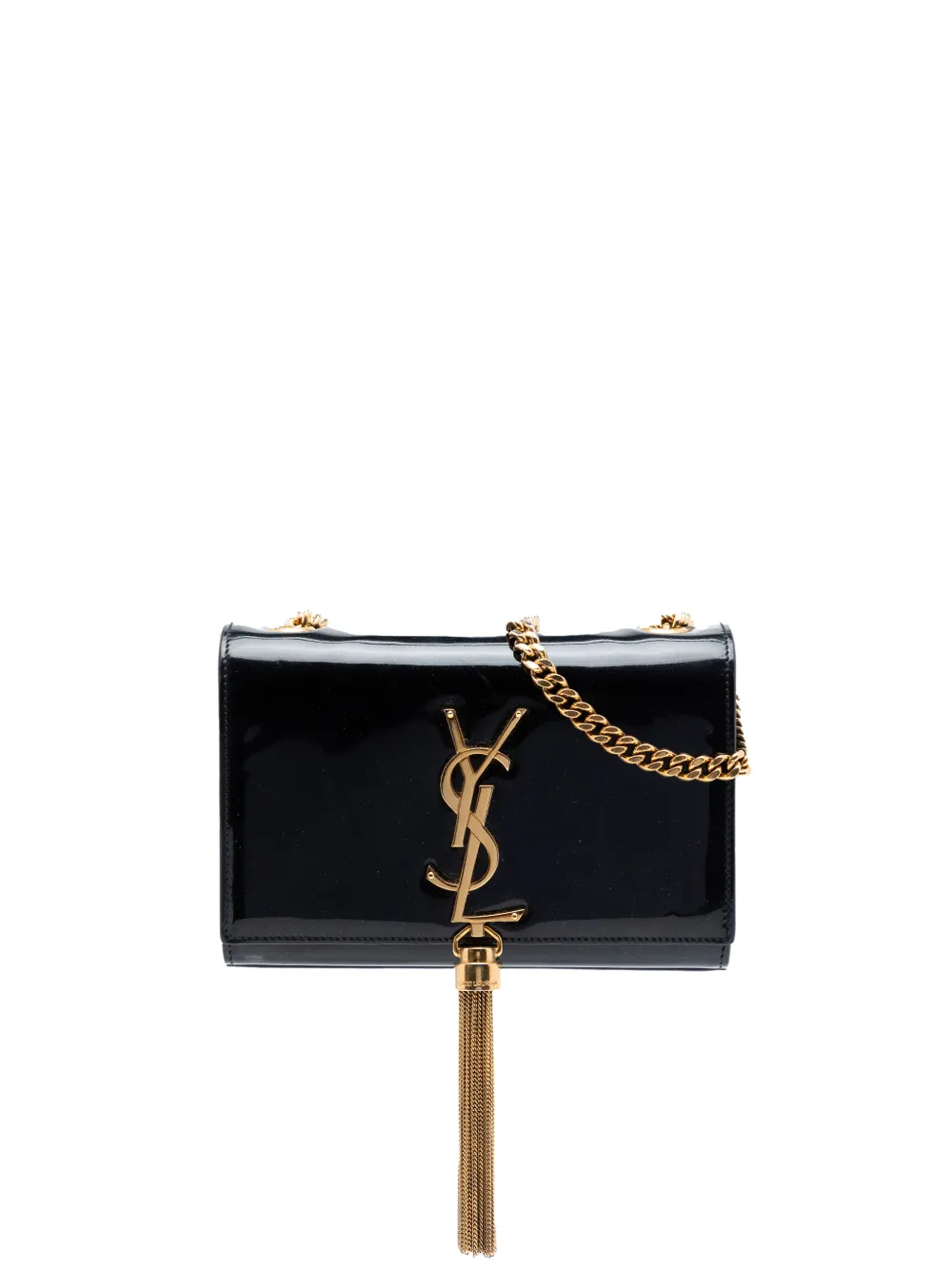 Saint Laurent Pre-Owned 2013 Small Patent Classic Monogram Kate Tassel crossbody bag - Nero