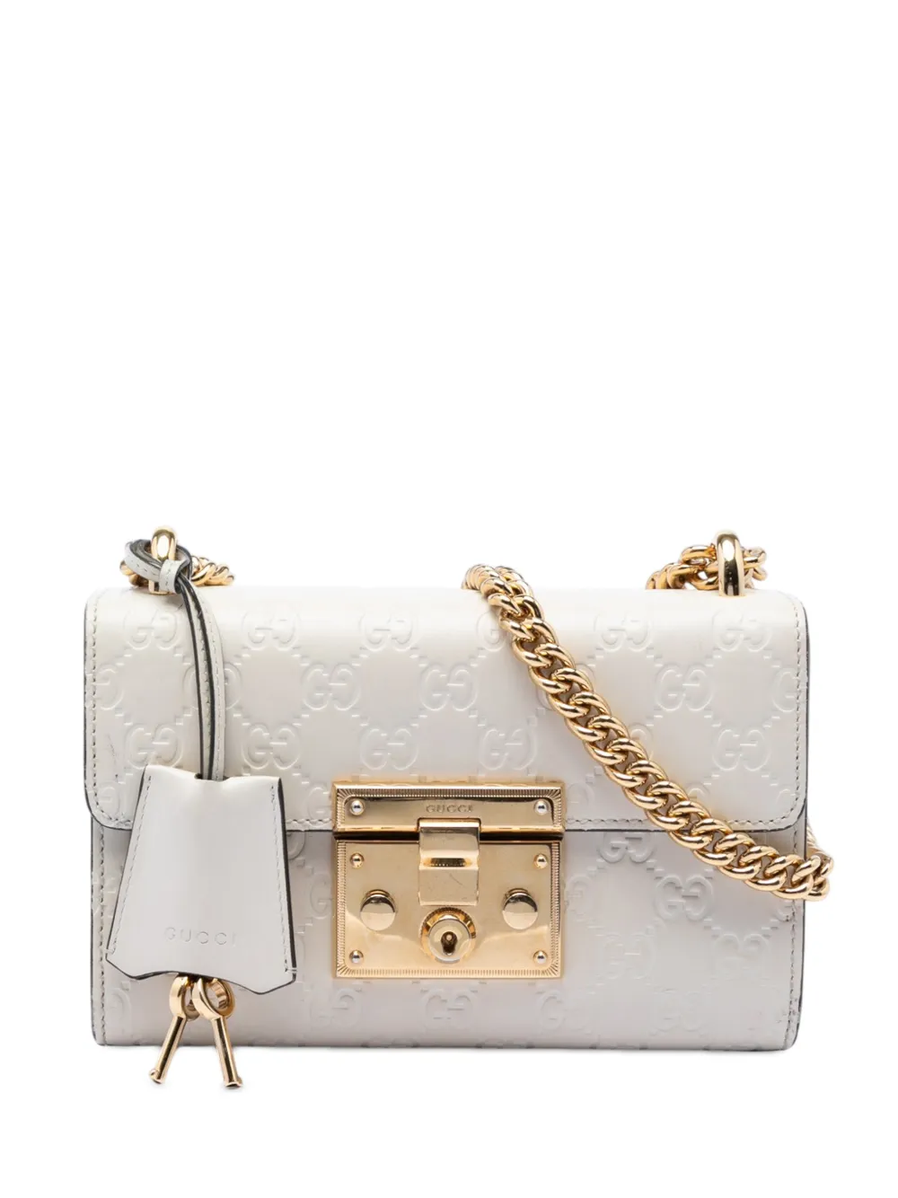 Gucci Pre-Owned 2016-2026 Small Guccissima Padlock crossbody bag - Bianco