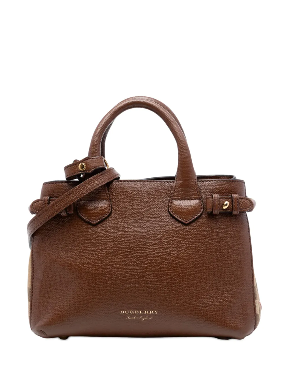 Burberry Pre-Owned 2000-2017 Small Grainy Calfskin and House Check Banner satchel - Marrone