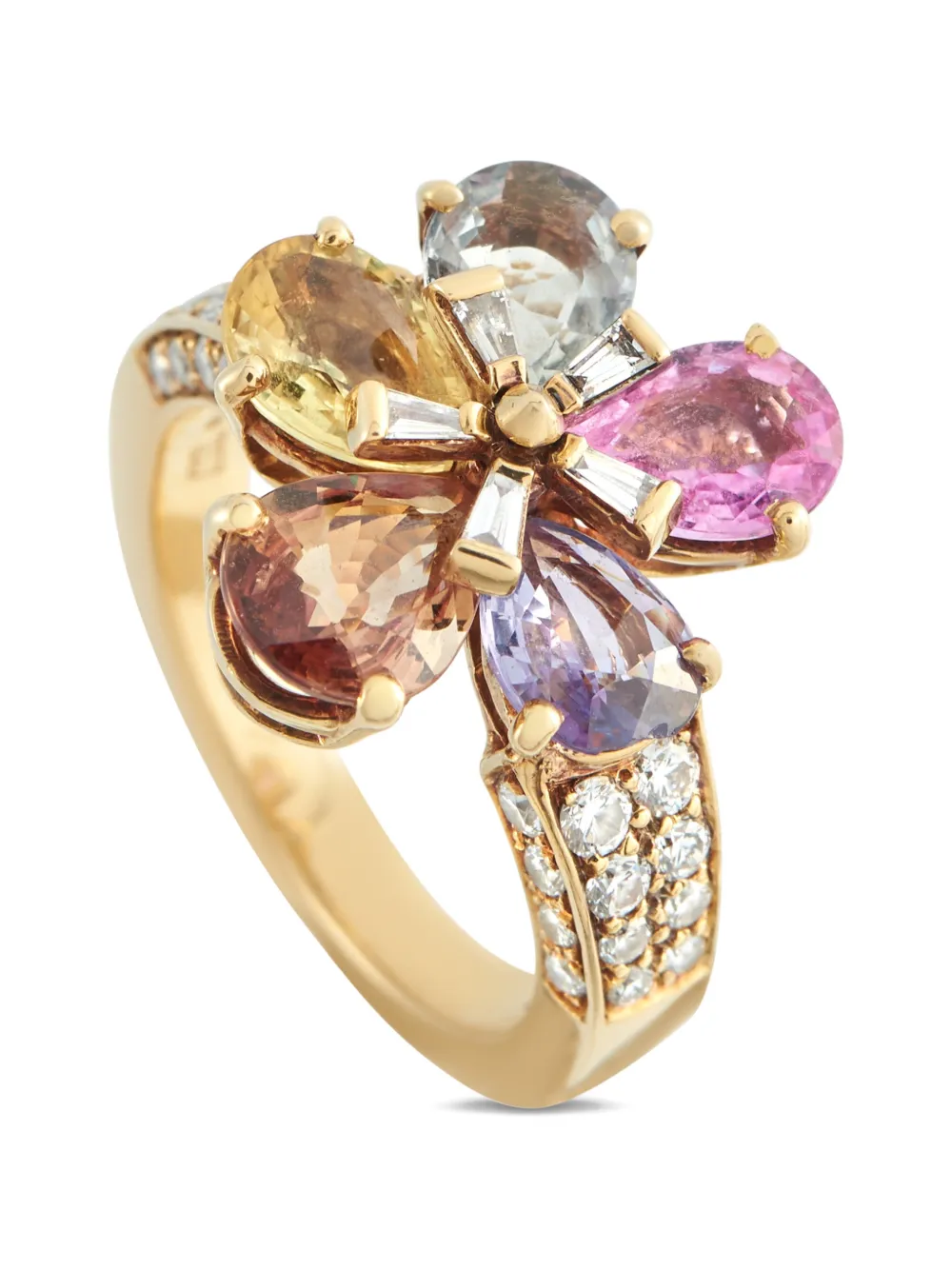 Bvlgari Pre-Owned diamond and sapphire floral ring - Oro
