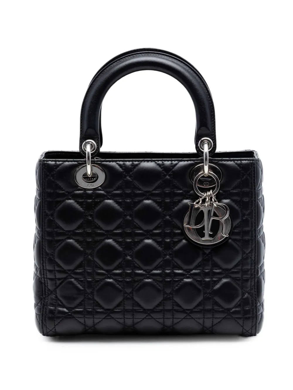 Christian Dior Pre-Owned 2017 Medium Lambskin Cannage Lady Dior satchel - Black