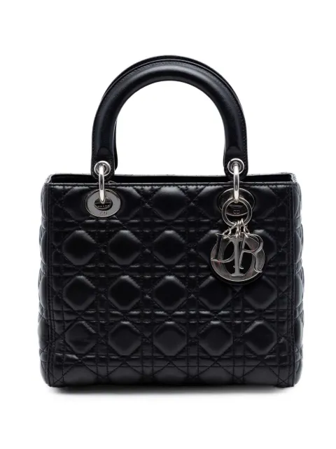 Christian Dior Pre-Owned bolsa satchel Cannage Lady Dior mediana en piel de cordero 2017