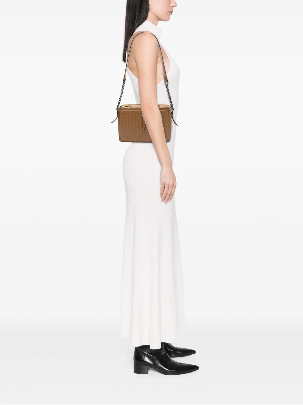  Bottega Veneta Pre-owned Sacoche Portée épaule à Rabat Et Bride De Fermeture En Cuir Nappa Intrecciato (2012-2026) - Marron 