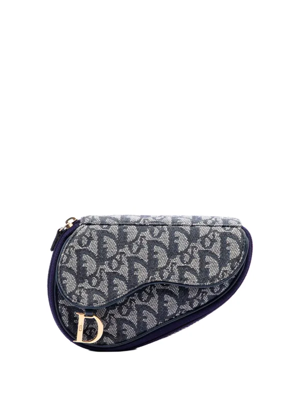Dior Pre-owned 2000 Diorissimo Canvas Saddle Pouch in Blue