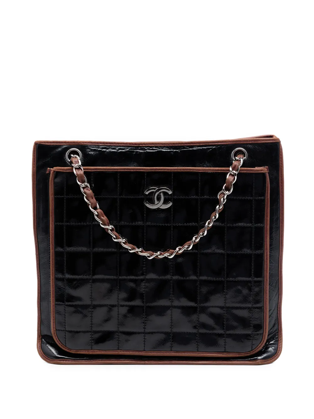CHANEL Pre-Owned 2006-2008 CC Chocolate Bar Patent tote bag - Black